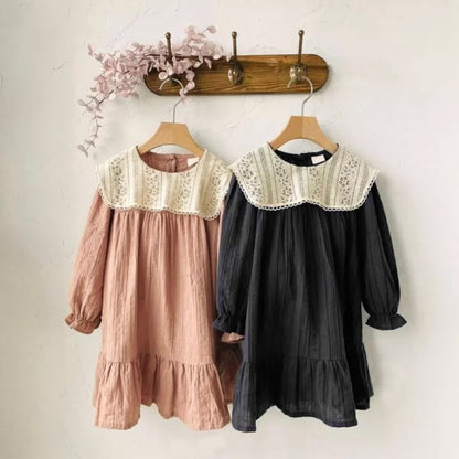 【BABY】レースフリル付ビッグカラー ロンパース、ワンピースSK101509