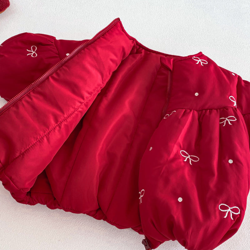 【BABY&KID】冬新作蝶結び刺繍中綿アウターSK103022