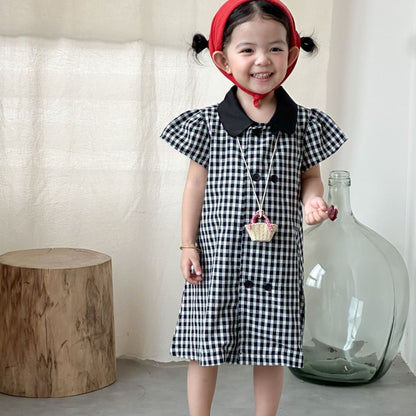 【BABY&KID】夏新作ブラックホワイトチェックセットアップ、ワンピースSK104714
