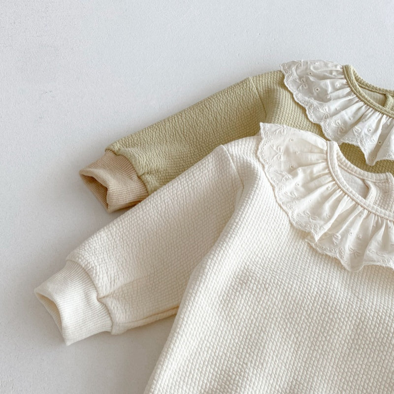 【BABY&KID】無地レース襟セットアップSK092716