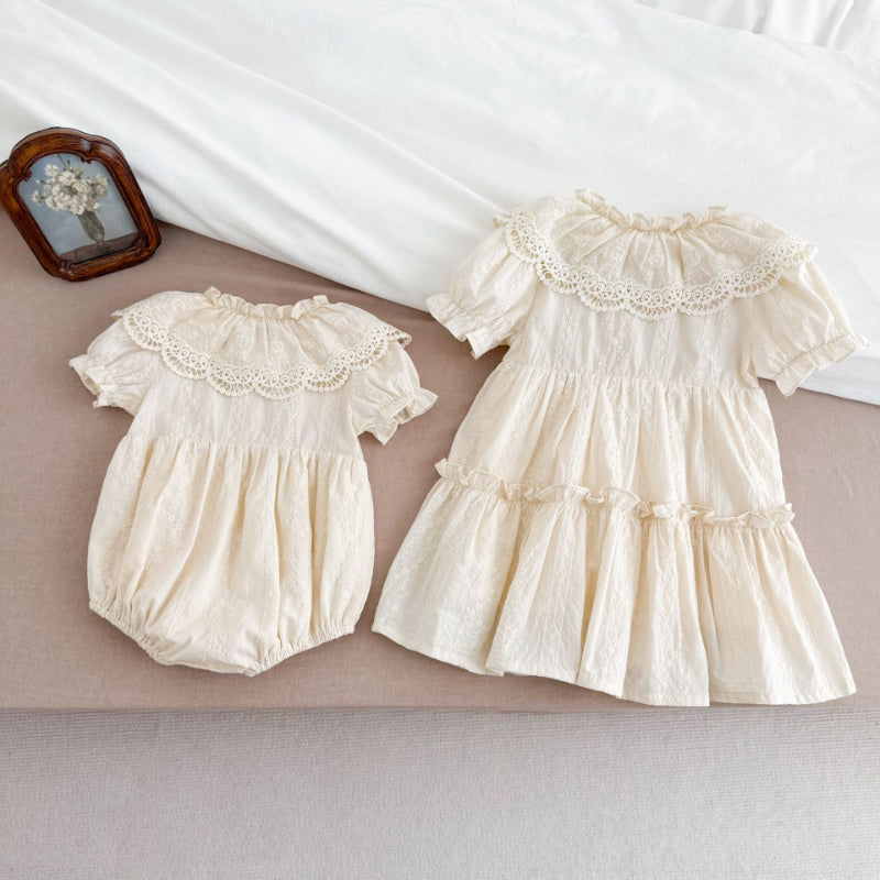 【姉妹服】夏新作 レースフリルロンパース、ワンピースSK081622