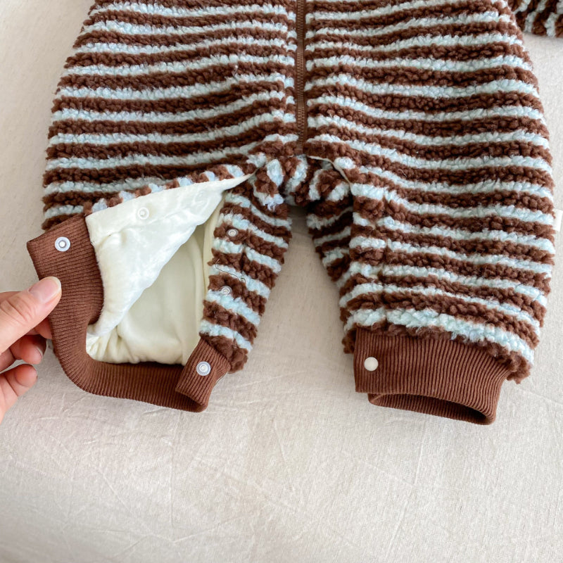 【BABY】ボーダー裏起毛フードカバーオールSK102912