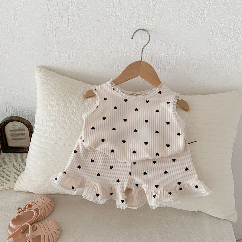 【BABY&KID】夏新作 レースハートセットアップSK080210