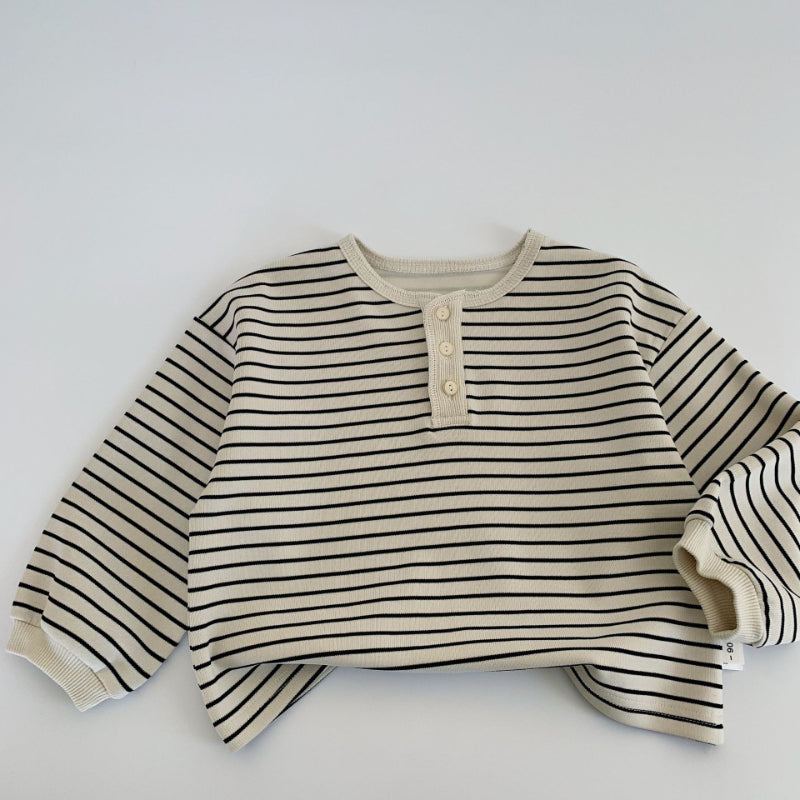 【BABY&KID】胸元スリット入りストライプ長袖SK100518