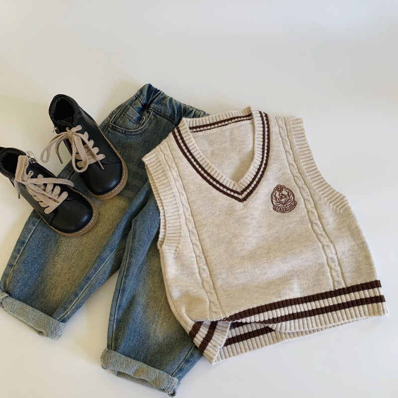 【BABY&KID】刺繍学院風カーディガン、ベストSK100535