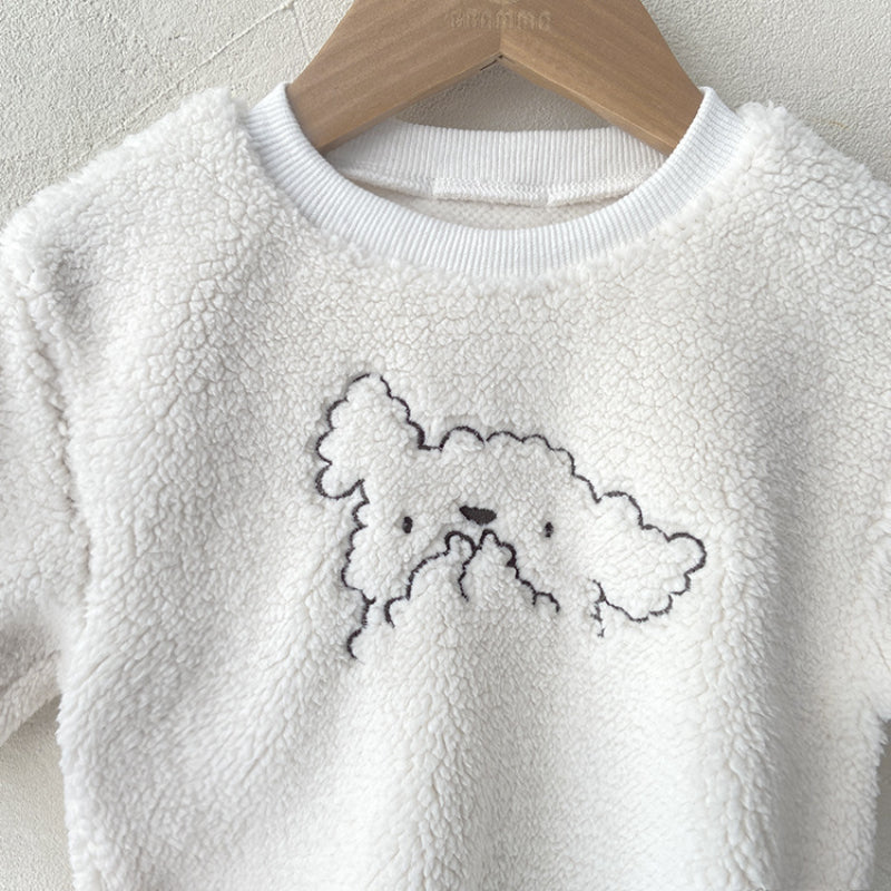 【BABY】ひつじ刺繍ボアロンパース&帽子SK101520