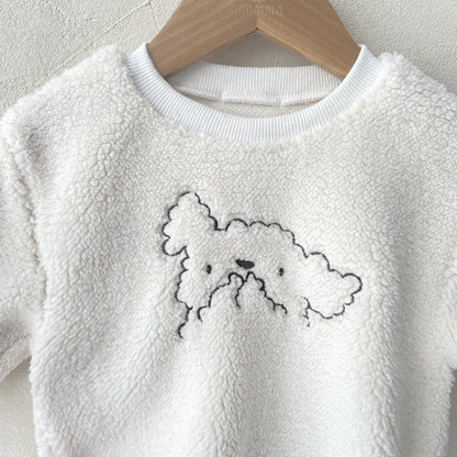 【BABY】ひつじ刺繍ボアロンパース&帽子SK101520
