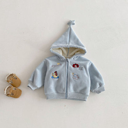 【BABY&KID】冬新作刺繍フード付きスターあったかアウターSK103025