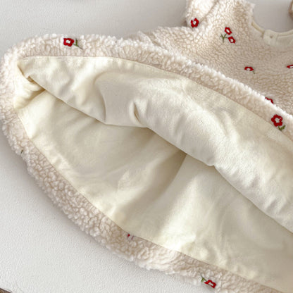 【BABY&KID】冬新作刺繍裏起毛ワンピースSK102905
