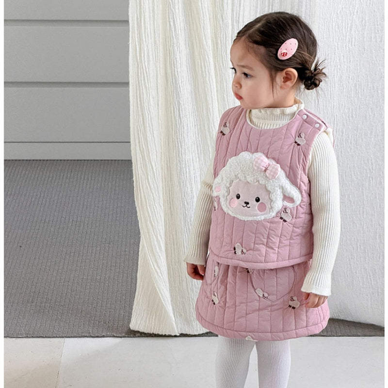 【BABY&KID】冬新作ひつじセットアップ、フリル襟ニットSK108317