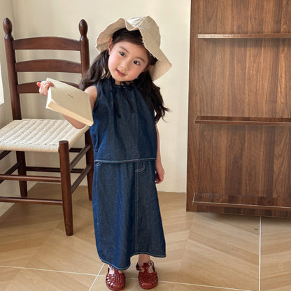 【BABY＆KID】夏新作 ダークデニムベストワンピ、セットアップSK063013