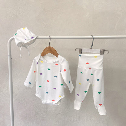 【BABY】カラフルハートロンパース、オールインワン、レギンス、帽SK031904