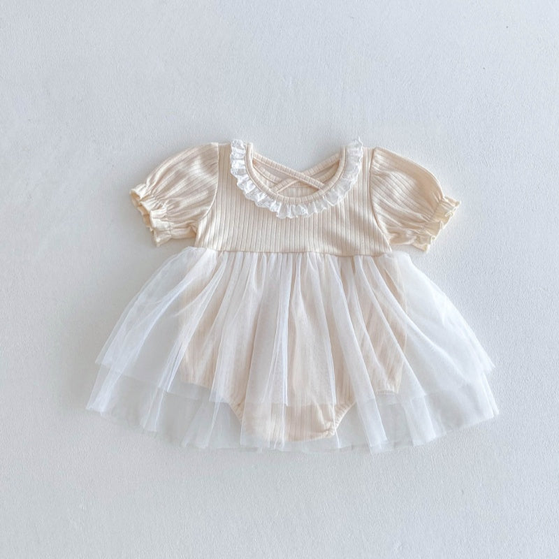 【BABY】夏新作 ワンピース風無地ロンパースSK080303