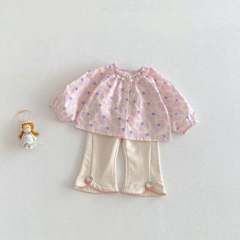 【BABY&KID】蝶結び、うさぎ、花柄プリントシャツSK104116