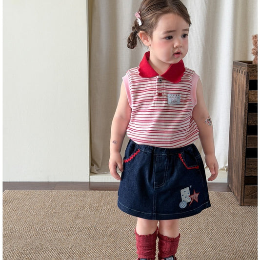 【BABY&KID】夏新作 ボーダータンクPoloシャツ、デニムキュロットSK105220