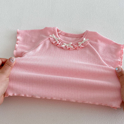 【BABY&KID】夏新作 フリル蝶結びTシャツSK105107