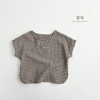 【BABY&KID】夏新作 韓国風チェックシャツSK080816