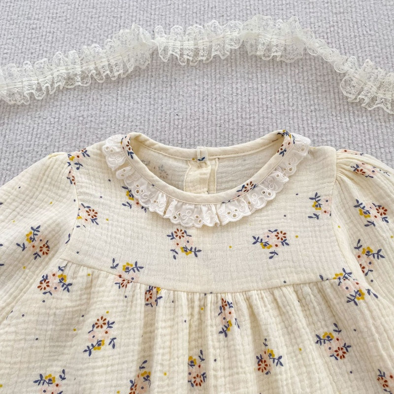 【BABY&KID】フリル襟小花柄ロンパース、ワンピースSK107913