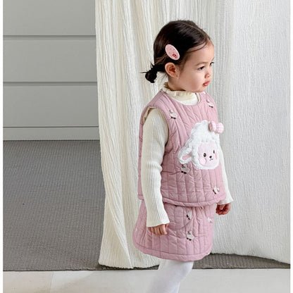 【BABY&KID】冬新作ひつじセットアップ、フリル襟ニットSK108317