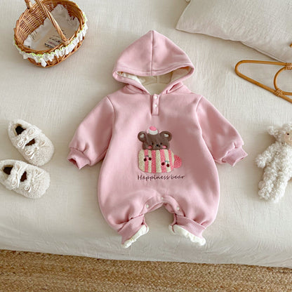 【BABY】冬新作アニマル刺繍カバーオールSK102909