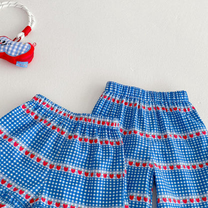 【BABY&KID】夏新作 おしゃれな桜柄シャツ、ワンピース、ショートパンツ、ズボンSK070513
