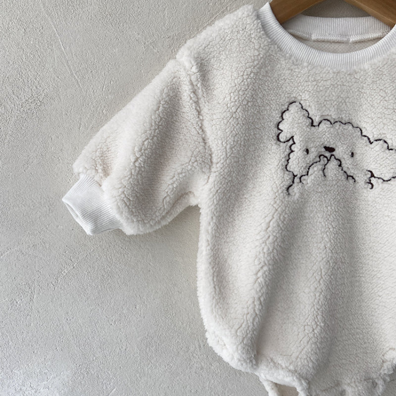 【BABY】ひつじ刺繍ボアロンパース&帽子SK101520