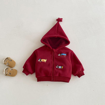 【BABY&KID】冬新作刺繍フード付きスターあったかアウターSK103025