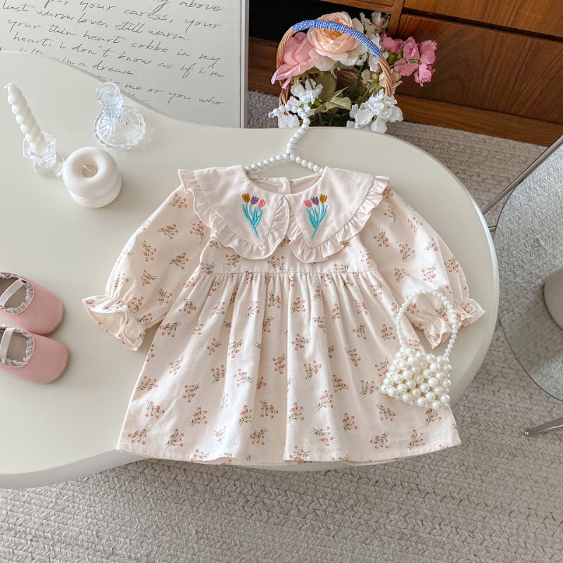 【BABY&KID】アプリコット小花柄ワンピースSK011019