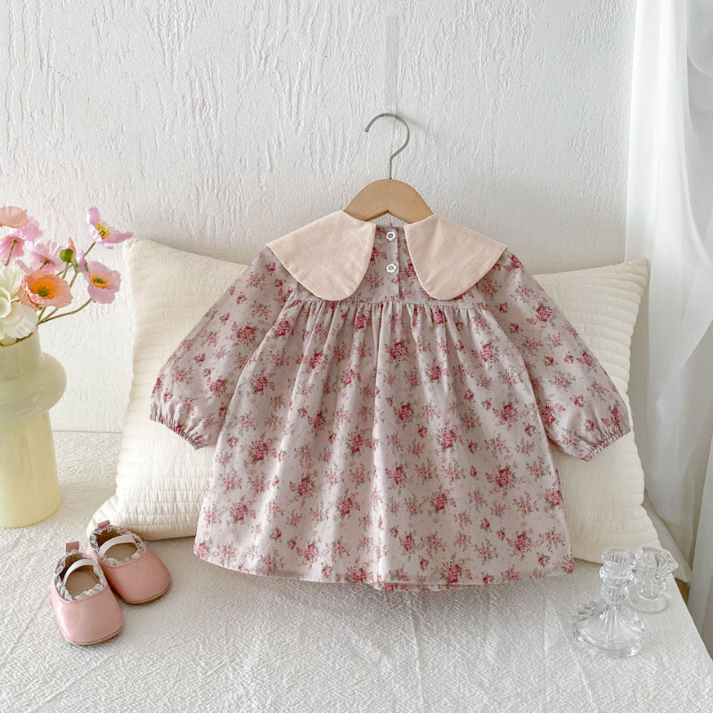 【BABY&KID】花柄刺繍スクエアネックワンピースSK011016