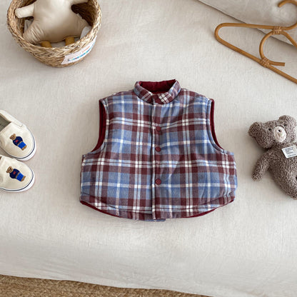 【BABY&KID】冬新作刺繍カートゥーンリバーシブルベストSK102517