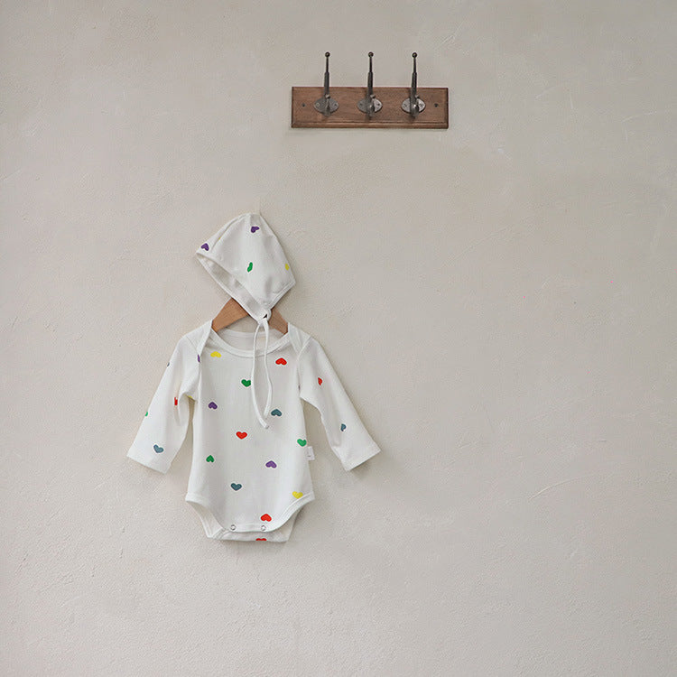 【BABY】カラフルハートロンパース、オールインワン、レギンス、帽SK031904