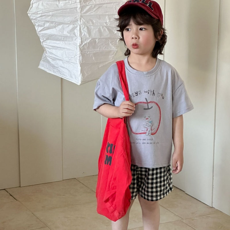 【BABY&KID】夏新作 アップルモチーフTシャツセットアップSK072105