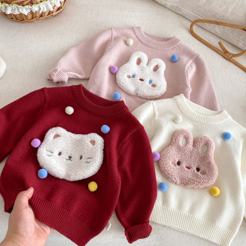 【BABY&KID】冬新作ぽんぽん付きニットセーターSK102534