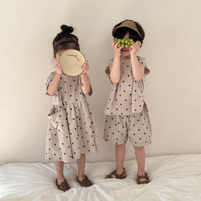 【BABY&KID】夏新作 ノースリーブドットセットアップ、ワンピースSK072109