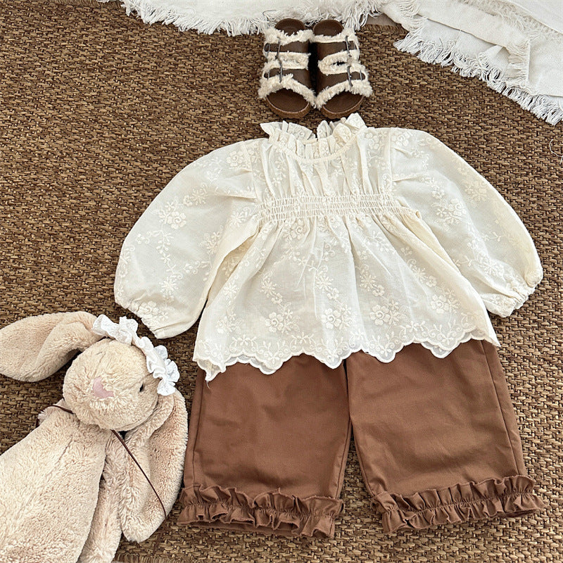 【BABY&KID】刺繍たっぷりフリルネックブラウスSK101445