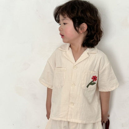 【BABY＆KID】夏新作 フラワー刺繍セットアップ、ワンピースSK063024