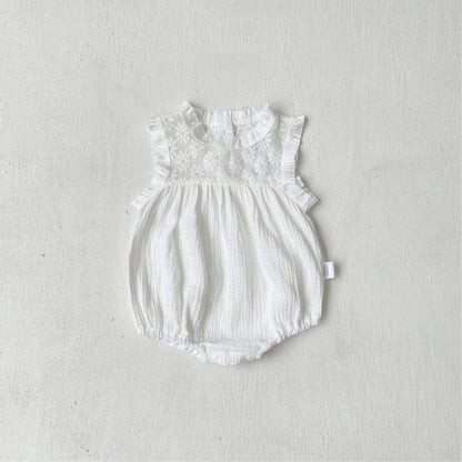 【BABY】夏新作レース切り替えシワ加工ロンパースSK106520