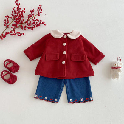 【BABY&KID】冬新作丸襟レトロ厚手コートSK103031