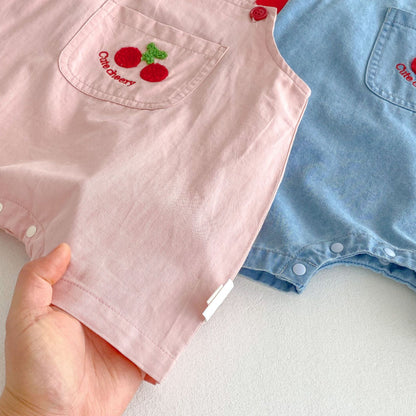 【BABY&KID】夏新作 チェリー柄デニムサロペット、チェリープリントTシャツSK080618