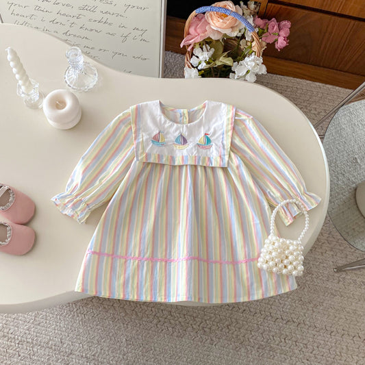 【BABY&KID】カラフル帆船刺繍ワンピースSK011020