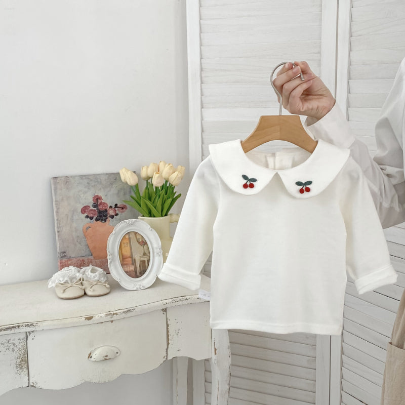 【BABY&KID】学院風チェックワンピース、さくらんぼ刺繍襟ＴシャツSK100842
