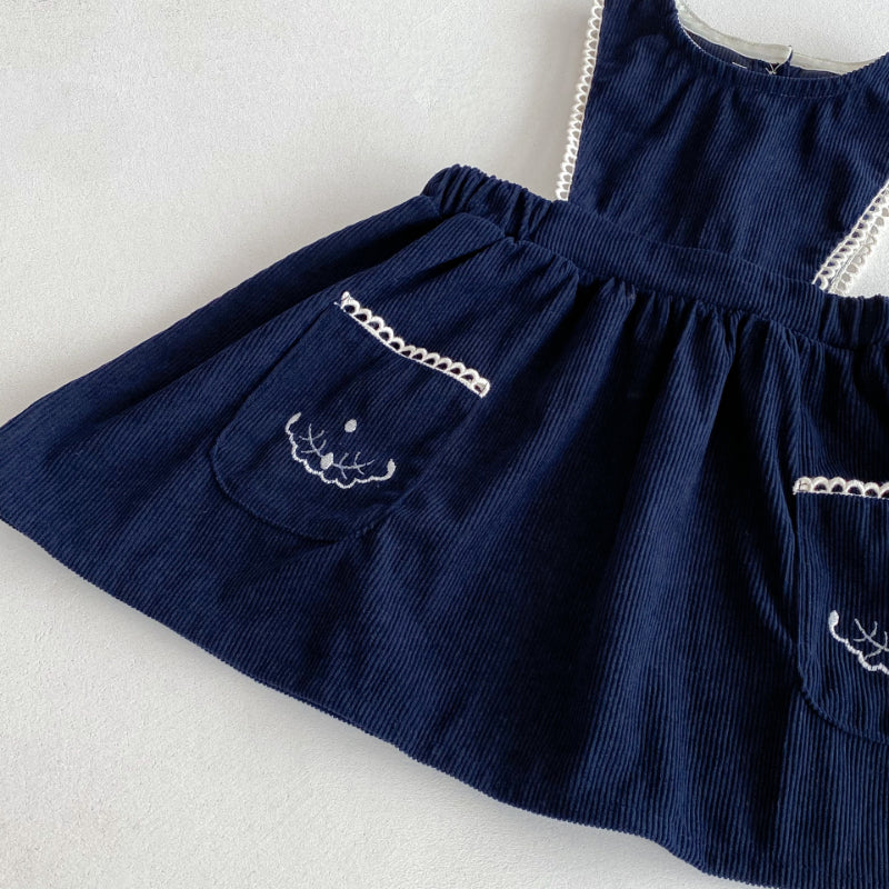 【BABY&KID】刺繍ベストワンピース/小花柄ブラウスSK011028