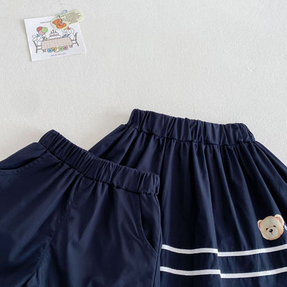 【BABY&KID】夏新作  クマ柄セーラー風セットアップSK061808