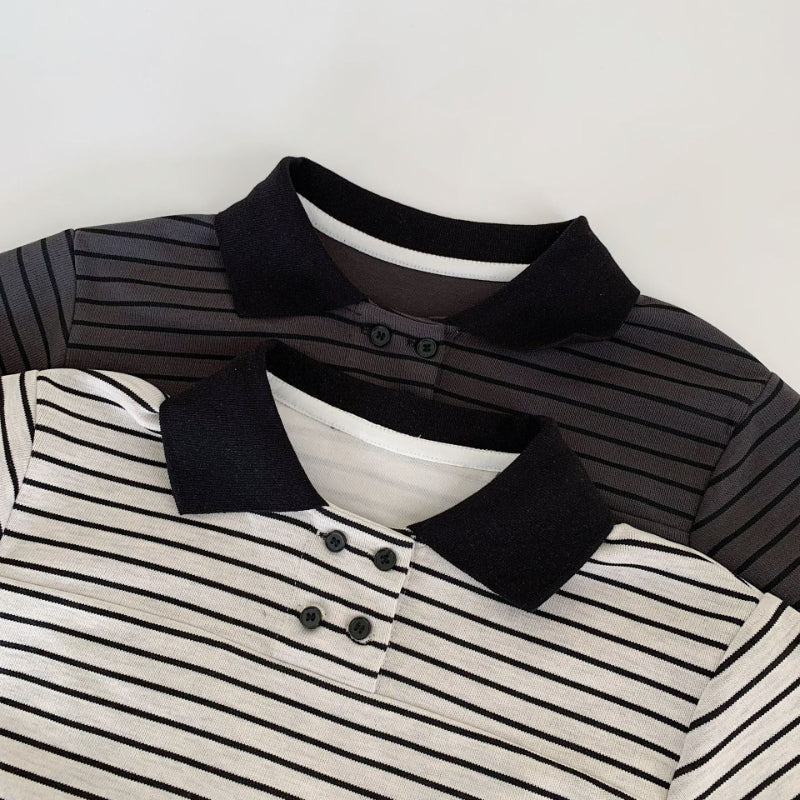 【BABY&KID】ストライプ長袖POLOシャツSK100516