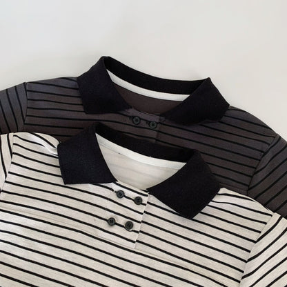 【BABY&KID】ストライプ長袖POLOシャツSK100516