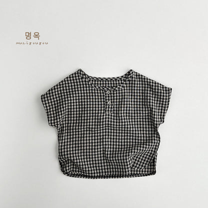【BABY&KID】夏新作 韓国風チェックシャツSK080816