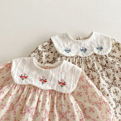 【BABY&KID】韓国風ドールカラー刺繍ワンピースSK011023