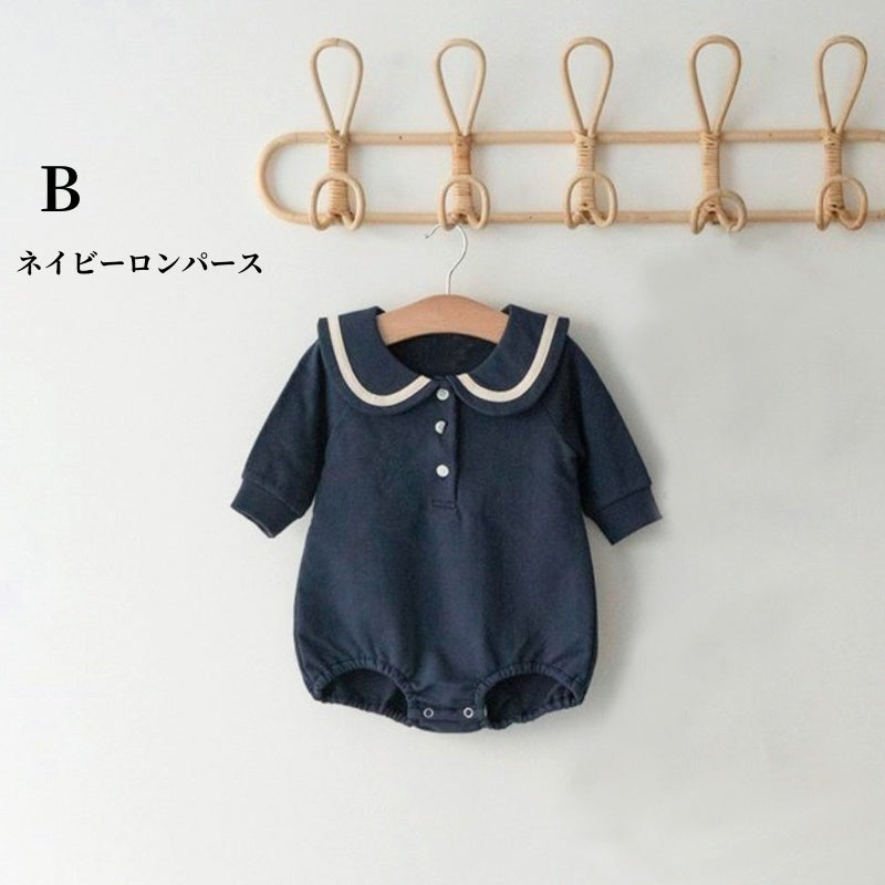 【BABY】配色パイピング大襟ロンパースSK010315