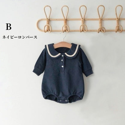 【BABY】配色パイピング大襟ロンパースSK010315