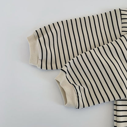 【BABY&KID】胸元スリット入りストライプ長袖SK100518